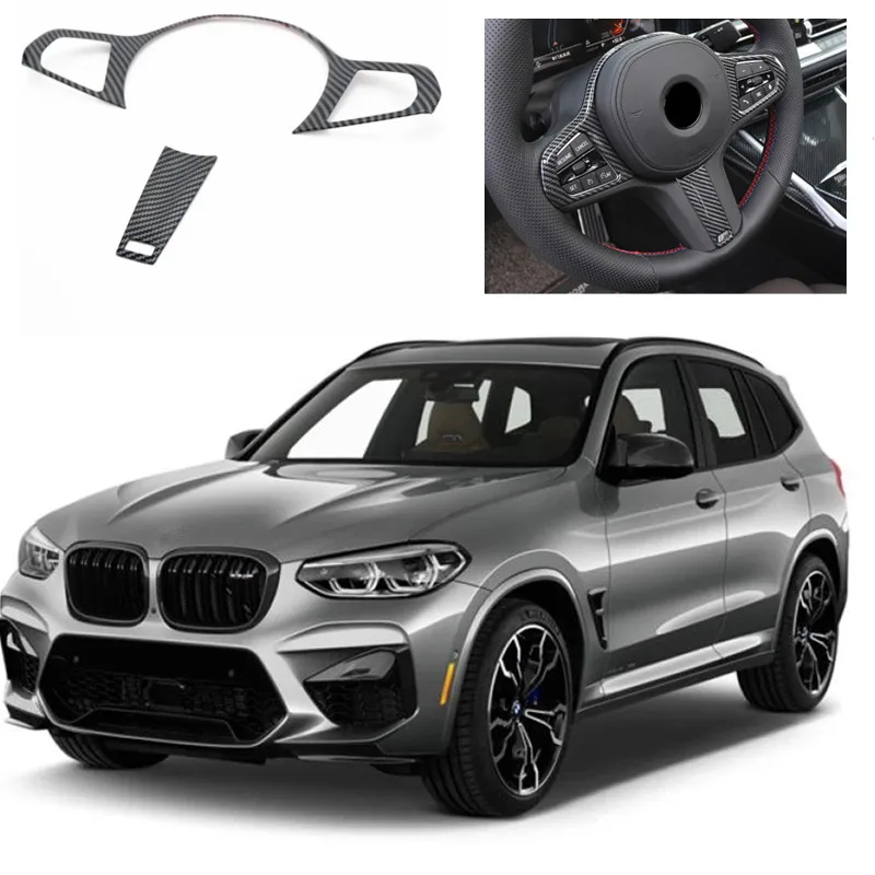 Tcart car accessories for X3 X4 (G01/G02) 2018 2019 2020 2021 M sports stars steering wheel trim ABS material carbon fibre