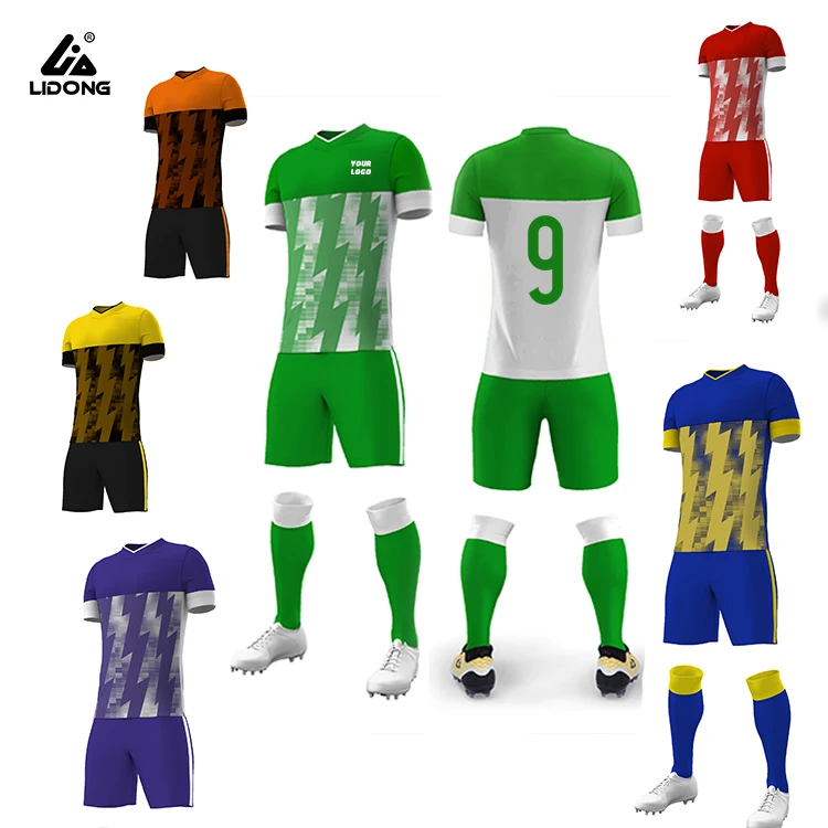High quality latest design sports football clothing suit youth football shirt adult children team game soccer jersey custom