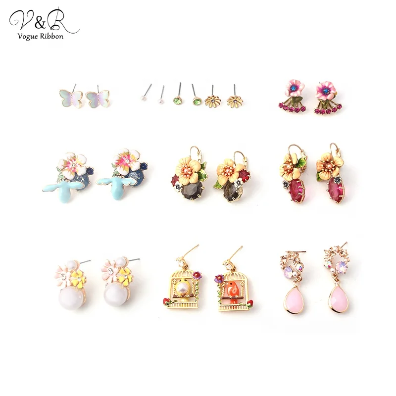 V&R Fashion Jewelry Colorful Cute Enamel Flower Mushroom Drop Earrings for Women