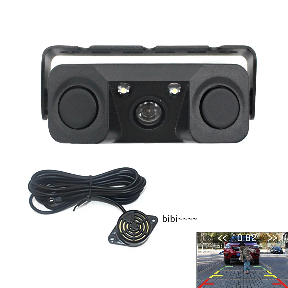Night vision 3 in 1 parking sensor Car Reverse Backup Rear View Camera with Sensor