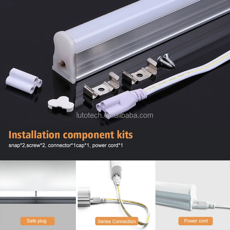 2ft 4ft 5ft LED Tube Lighting Aluminum PC T5 Color 220V IP44 Integrated LED Light Fixture Linear Lights for Home Office & Shop