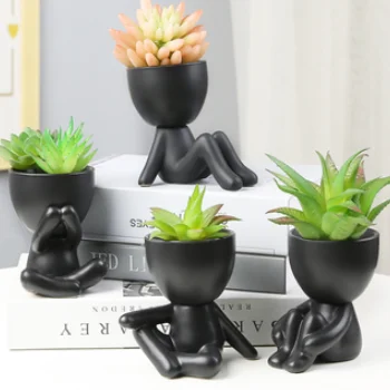 Nordic Succulent Ceramic Pot Creative Ornaments Table Decoration Simple Crafts Small People Ceramic Vase