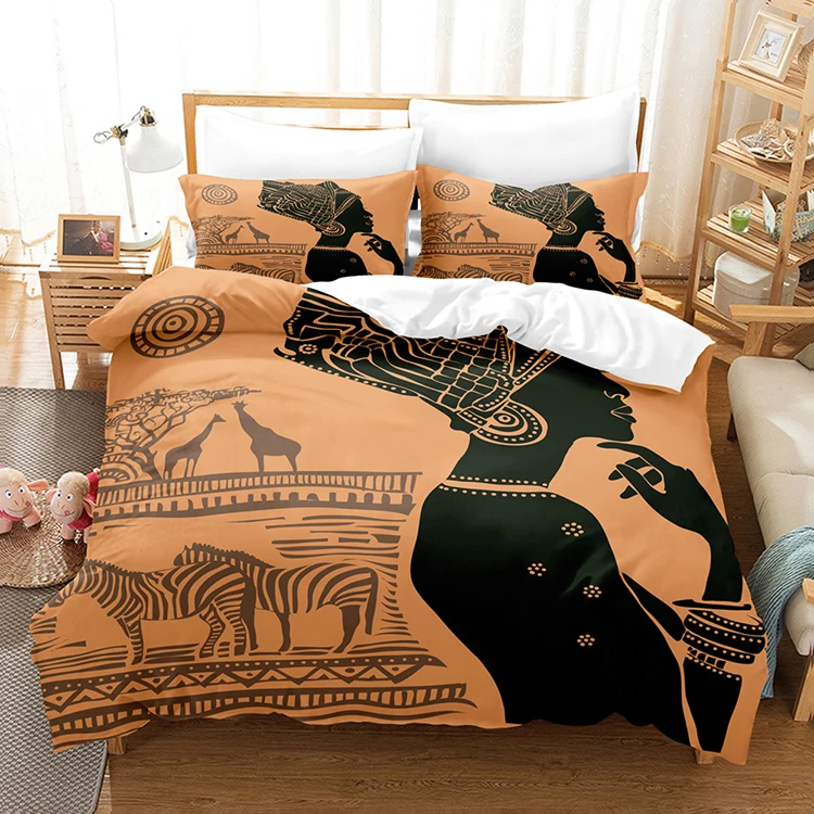 Ancient Egypt Comforter Cover 3pcs Pharaoh Pyramid Duvet Quilt Cover Bedding Set with Pillowcases