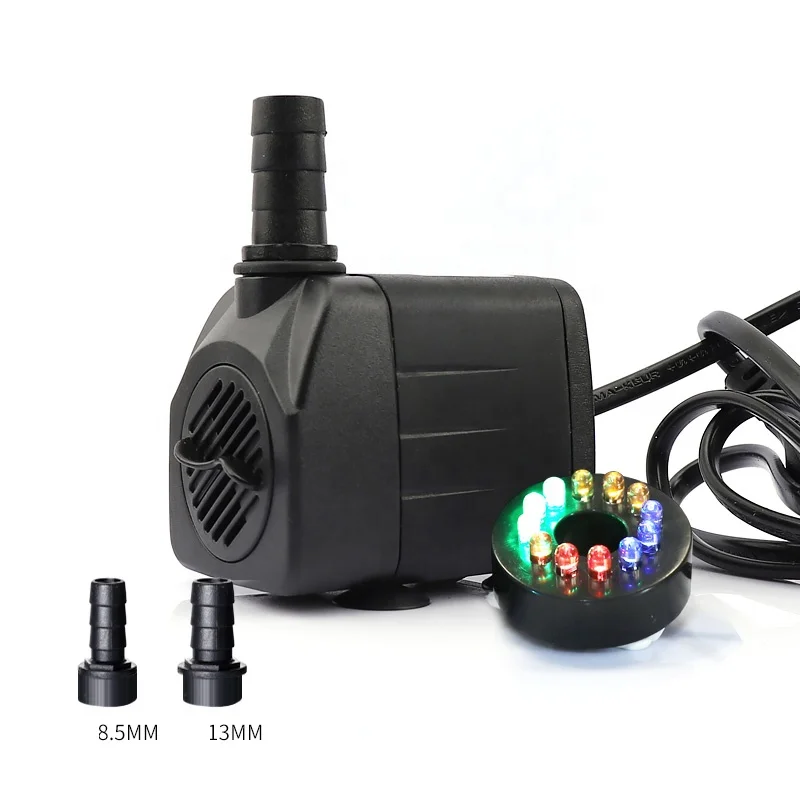 Factory 10W Mini Water Pump With 12 Color LED Light Submersible Water Fountain Pump