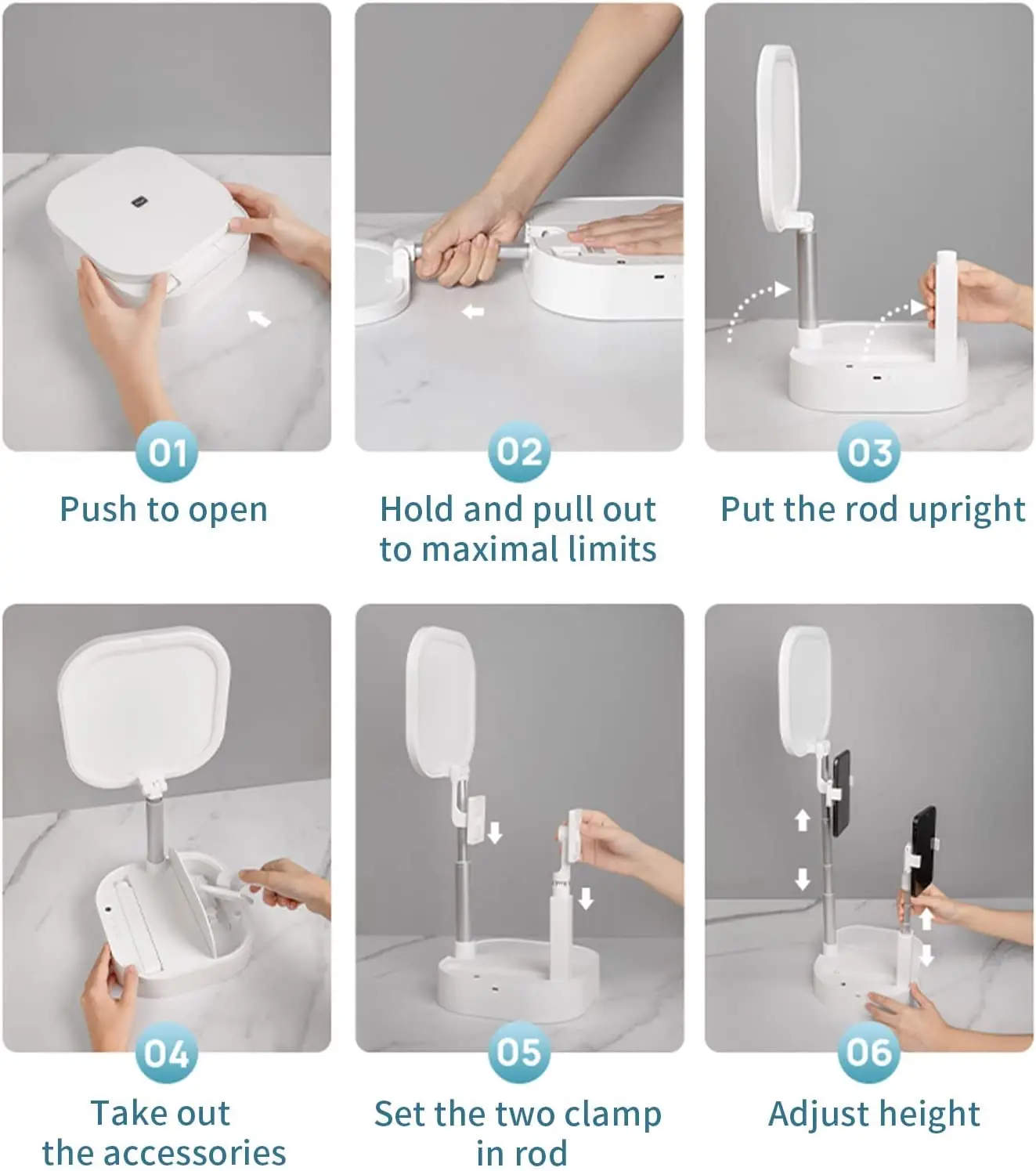 Wireless Dimmable Led Selfie Fill Light Phone Holder Stand Video Led Lamp Foldable Remote Control For Tiktok Youtube Live V8