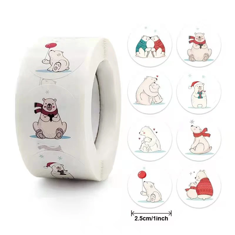 1inch 500pcs/roll cat dog bear cute cartoon stickers for kids kitten pattern