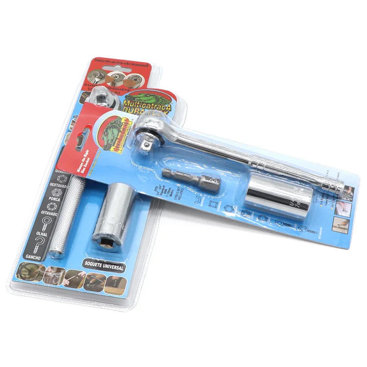 Multi-function 7-19mm Magic Sleeve Socket Wrench Extension Bar Ratchet 3PCS Gator Grip Set