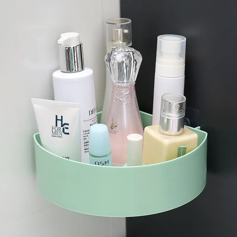 Wholesale Bathroom Shelves Punch-free Shelf Plastic Shower Storage Rack Holder Kitchen Organizer Bathroom Punch Corner Frame