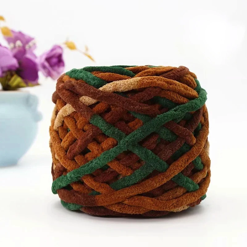 7-8mm Standard Easy Embroidery Thread Spun Slub Yarn Hand-Weaved Velvet Chenille Knitting Cord for Sewing Crochet Dyed