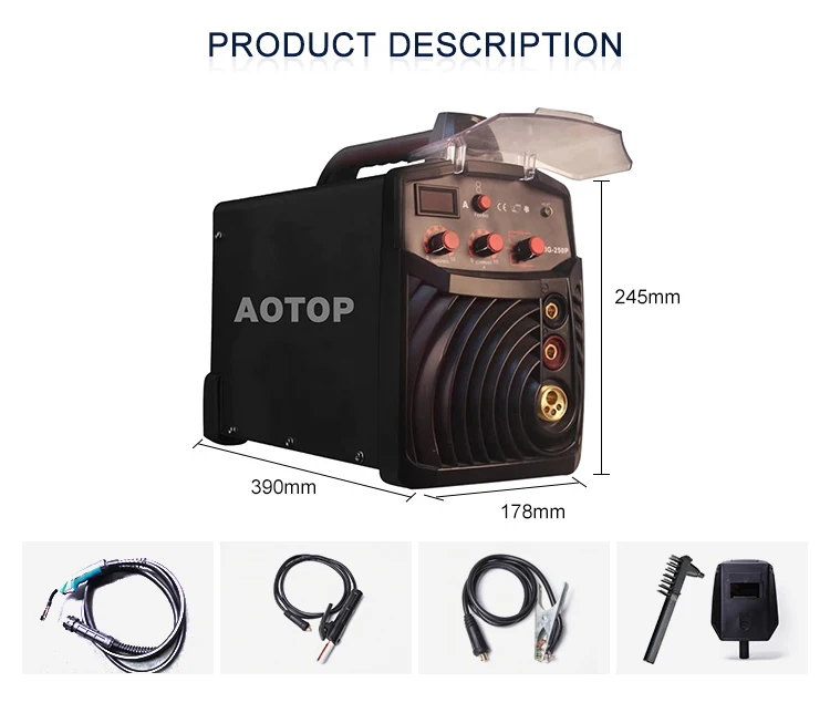 
Weld machine high performance inverter mig-250 co2 gas mma and no gas 