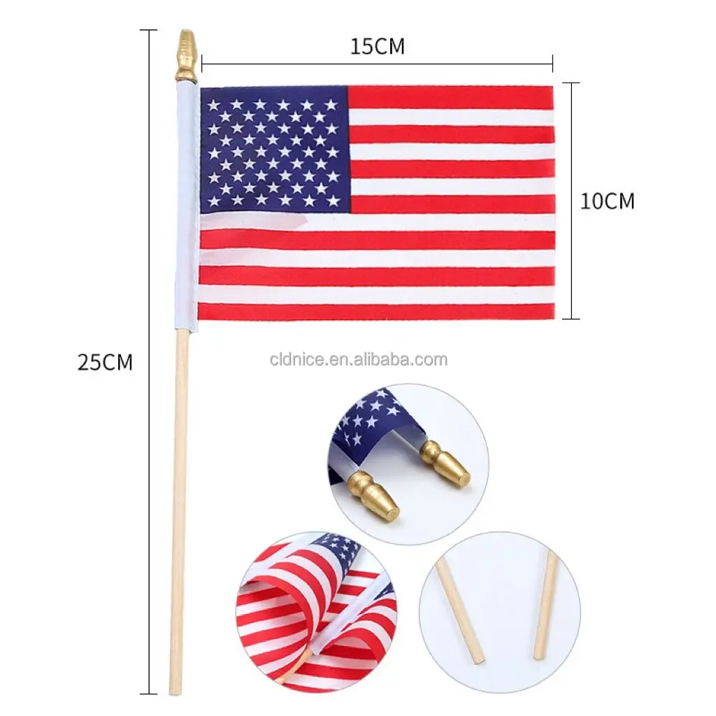 Nice 4th of July Flags Red White Blue Flag USA Handheld American Independence Day Promotional Banners Country American Flags