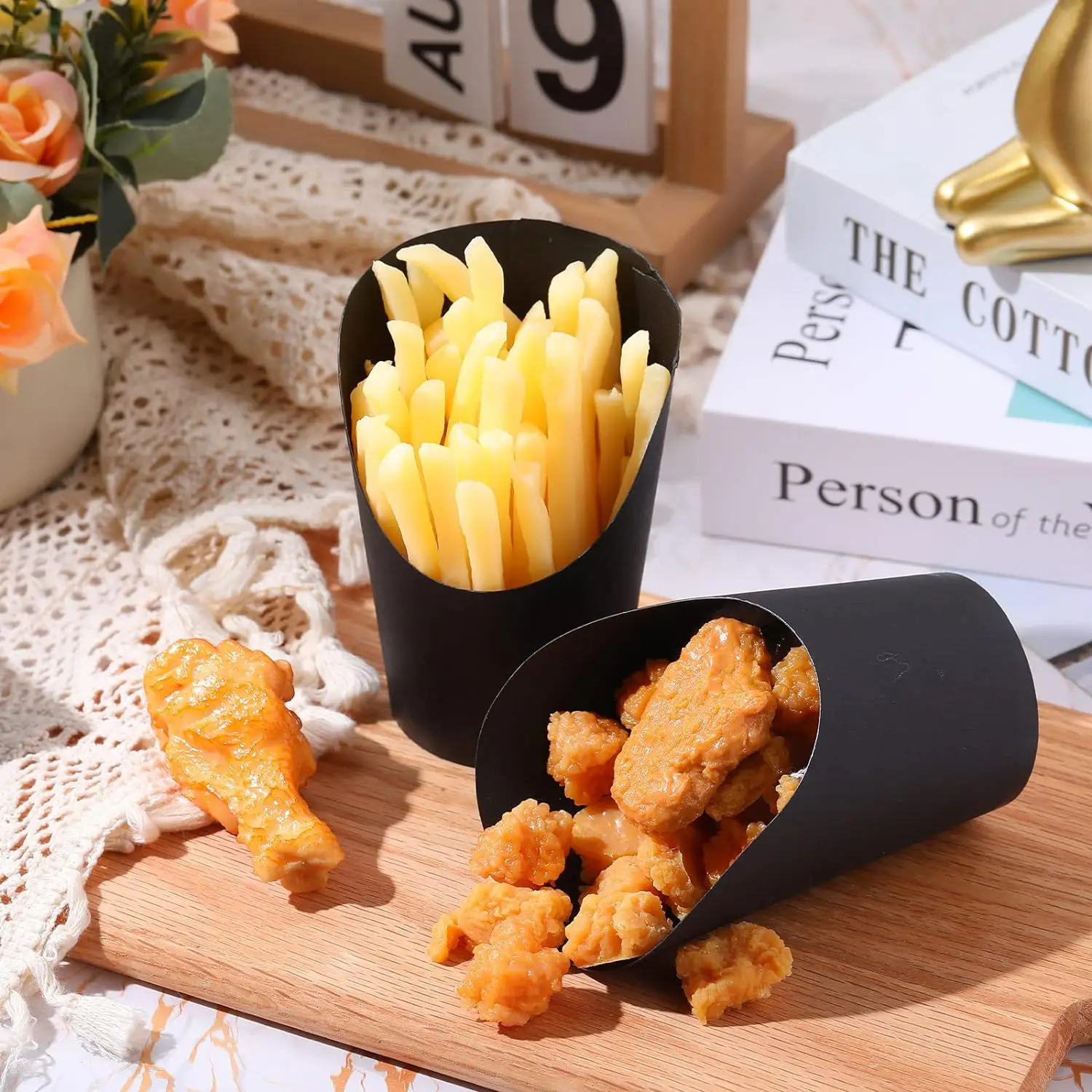 Biodegradable Black Fast Fast food takeout fries and fried chicken restaurant Packing Ice cream dessert paper cup for food