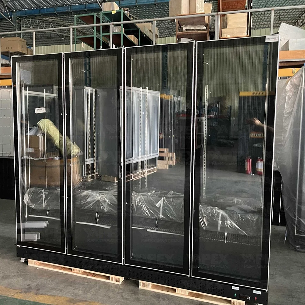 Supermarket Display Refrigerators Upright 3 Door Freezer Commercial