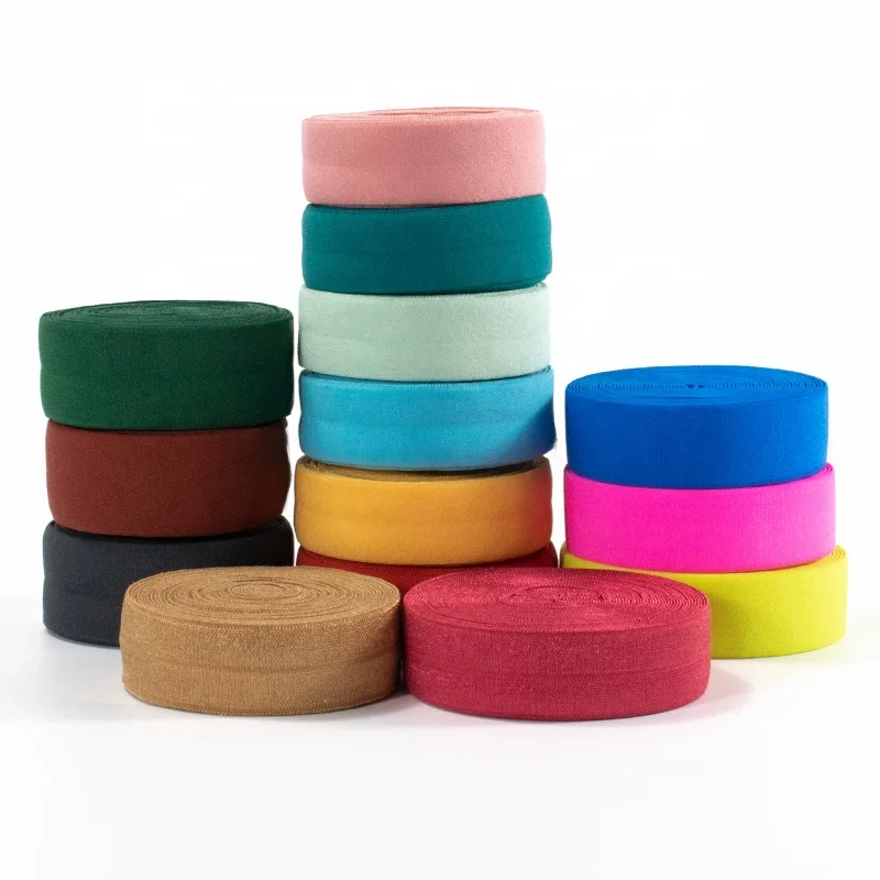 20mm solid shiny fold over elastic band multirole spandex ribbon sewing trim underwear bra nylon soft elastic band
