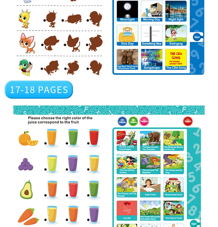 Hot Selling Early Educational Kids Learning Sound Book Machine Study Talking English Book With Smart Pen for children M