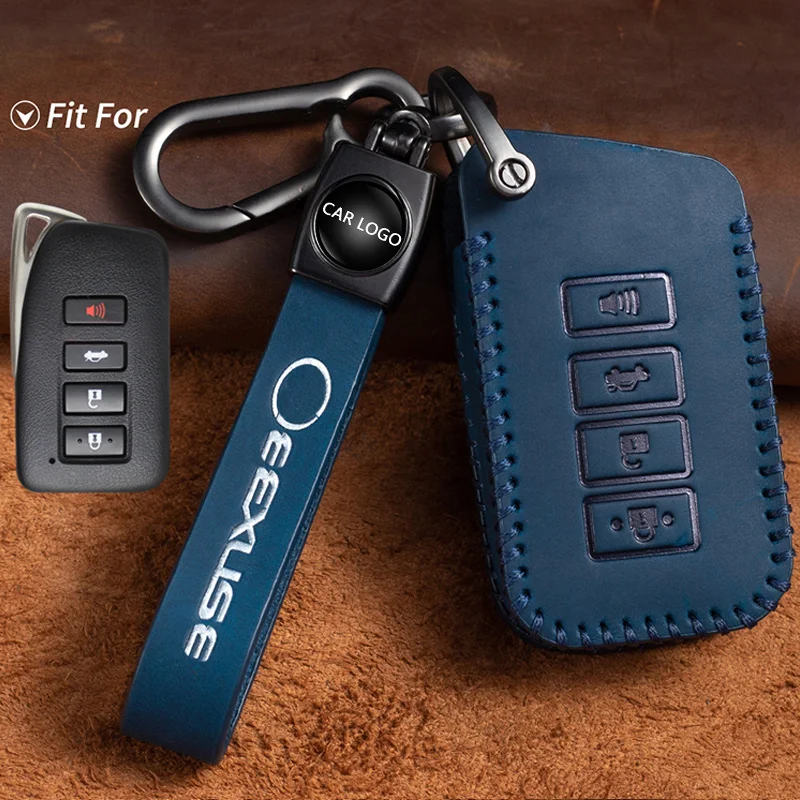 Leather Protector Keychain Car Key Cover Case For es330 es350 is300 is350 ls460 RC350 all Model  Key Holder Customized Car Logo