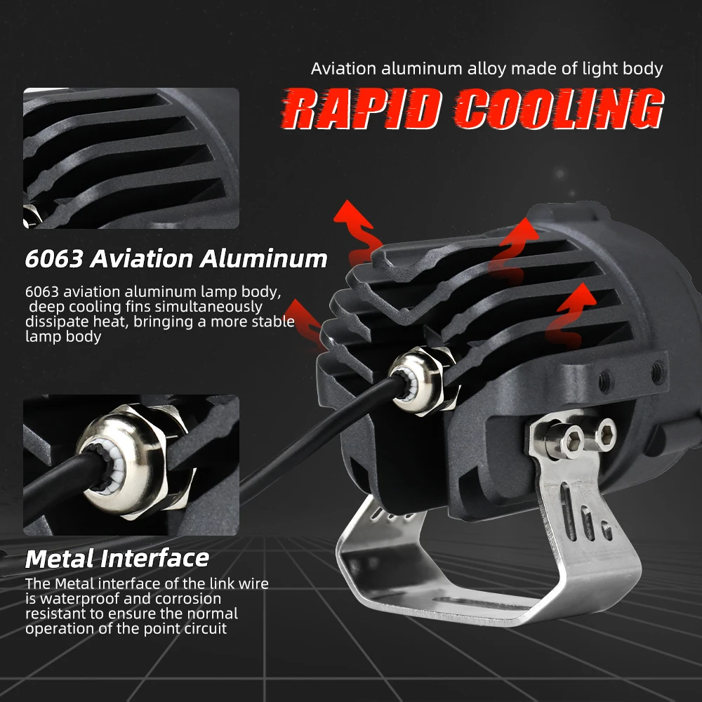 3 inch 1500M Dual Color White Yellow High Low Beam 40W Mini Driving Light Motorcycle,12V 24V Led Motorcycle Auxiliary Light