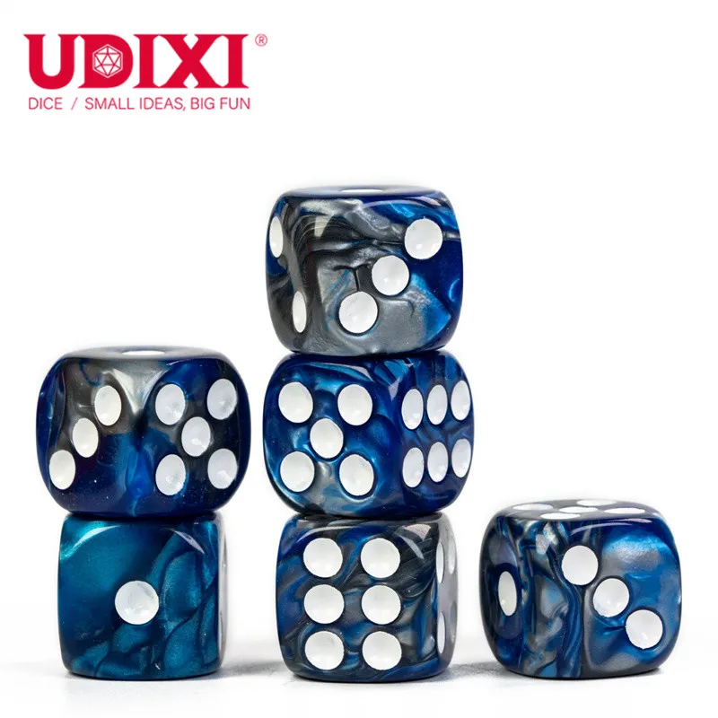 Двухцветные Акриловые кости Udixi dnd D6 Pip 16 мм, многоцветные полигедрические кости, Подземелья и Драконы