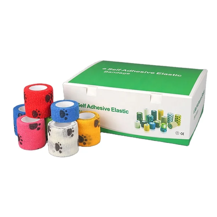Manufacturer Free Sample Pet Wrap Printed Flexible Elastic Vet Wrap Hoof Cohesive Tape Bandage