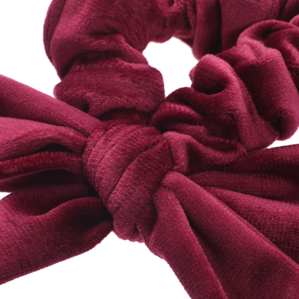 Cute Girl Hair Rope Velvet Scrunchies Bowknot Elastic Hair Bands for Women Bow Ties Ponytail Holder Accessories