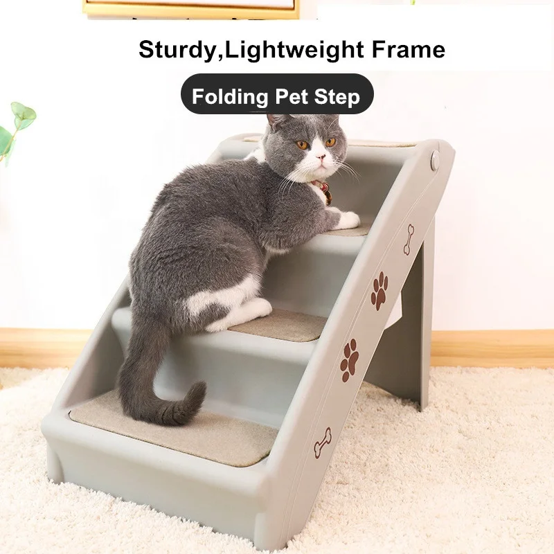 Переносная пластиковая лестница для собак и кошек нескользящая Складная рампа подъема по лестнице