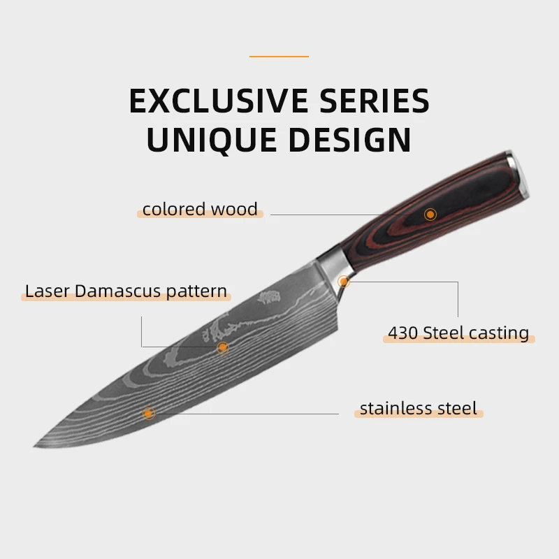 Оптовая продажа цена 9 шт. sharp деревянный нержавеющий стальной сантоку шеф-повара современные экологически чистые кухонные ножи Набор