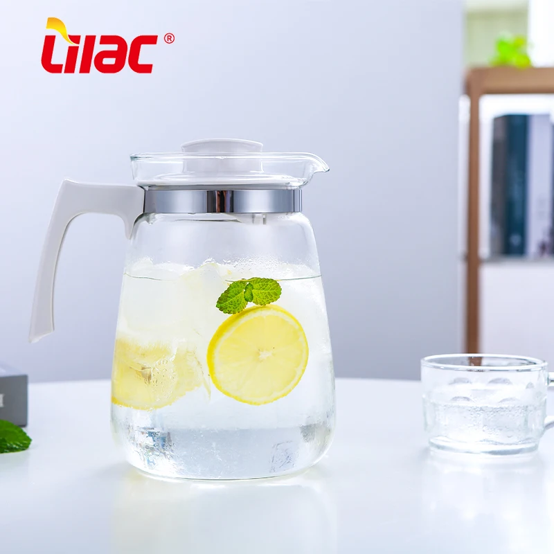 Lilac BSCI SGS LFGB 1500ml 2000ml glass pitcher party water carafe classic ice tea glass jug for restaurant with cups set