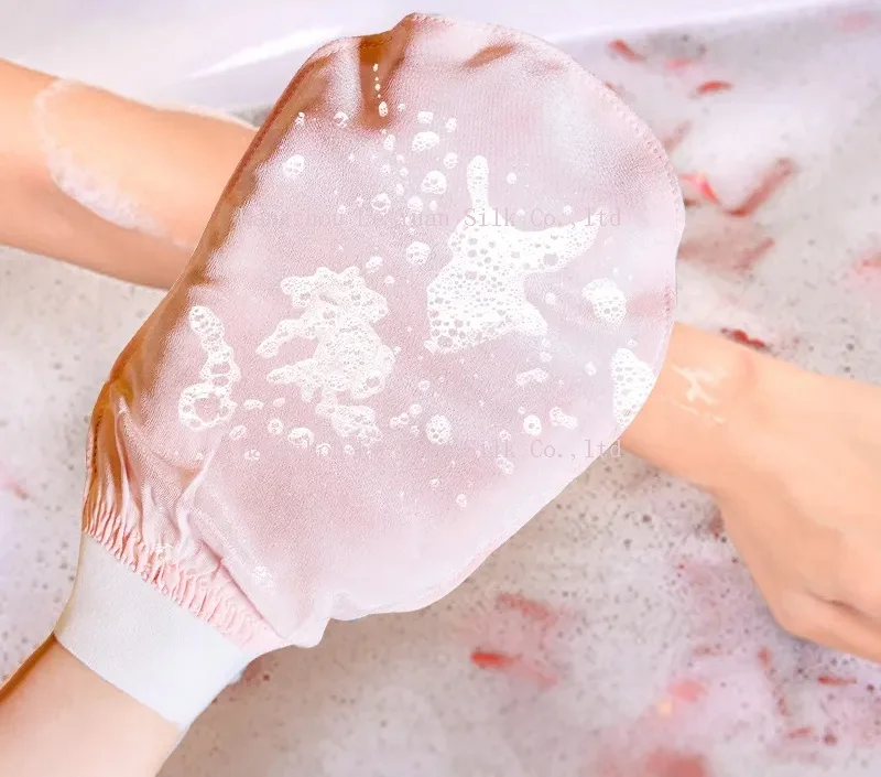 100% Raw Silk Face Mitt Exfoliating Silk Glove Pure Silk Bath Glove For Body And Face Exfoliating Gloves