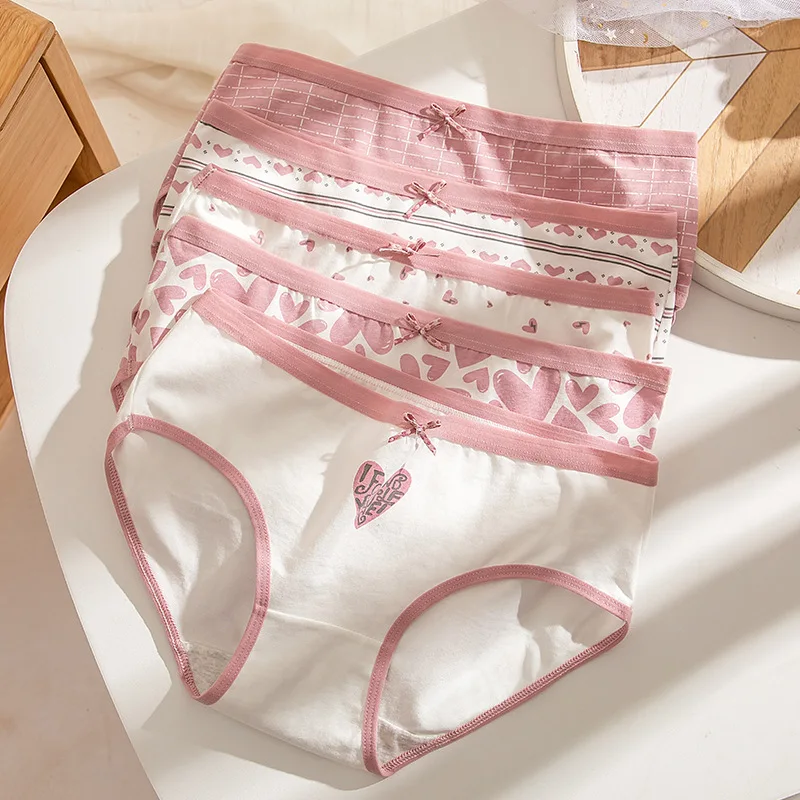 Y007-1 Wholesale Panties Kids Underwear Love Printing Cotton Sweet Teens Underwear / Cotton Daily Spandex Hipster for Children