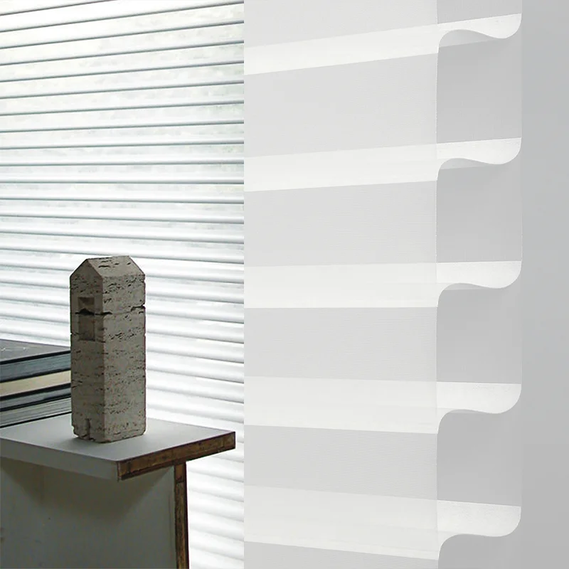 light filtering customized fabric shangri-la shades electric rechargeable moptor smart voice control shangri-la blinds