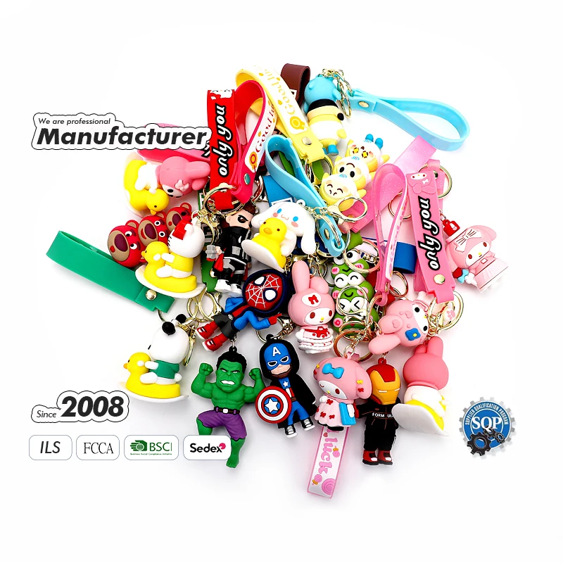 Wholesale 3d Pvc Keychain Custom Logo Design Shaped Rubber Soft Pvc Keychains Cartoon 3d Silicon Keychain Rubber Key Chains
