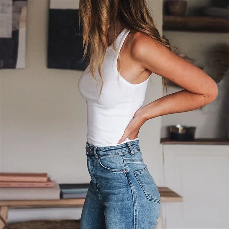 tiktok solid color knit vest slim fit sleeveless blouse women tank top