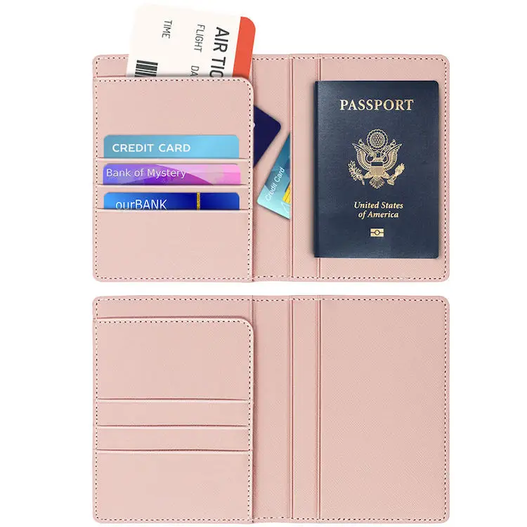 Custom Hot Sale Saffiano PU Leather Travel Wallet Men Women Passport Cover Holder