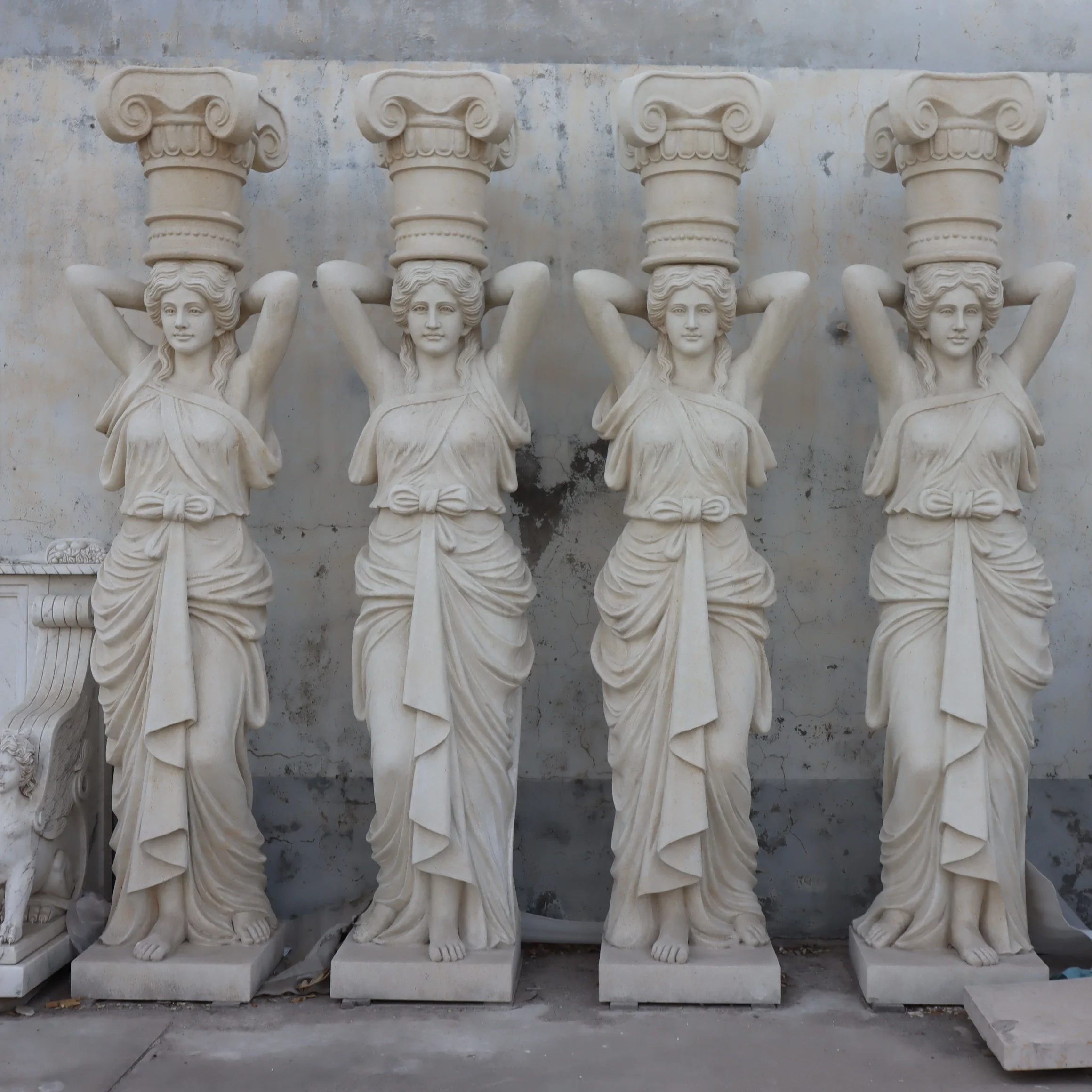 Резьба под старину Художественная Скульптура Белая Мраморная каменная скульптура садовая декоративная женская предмет на