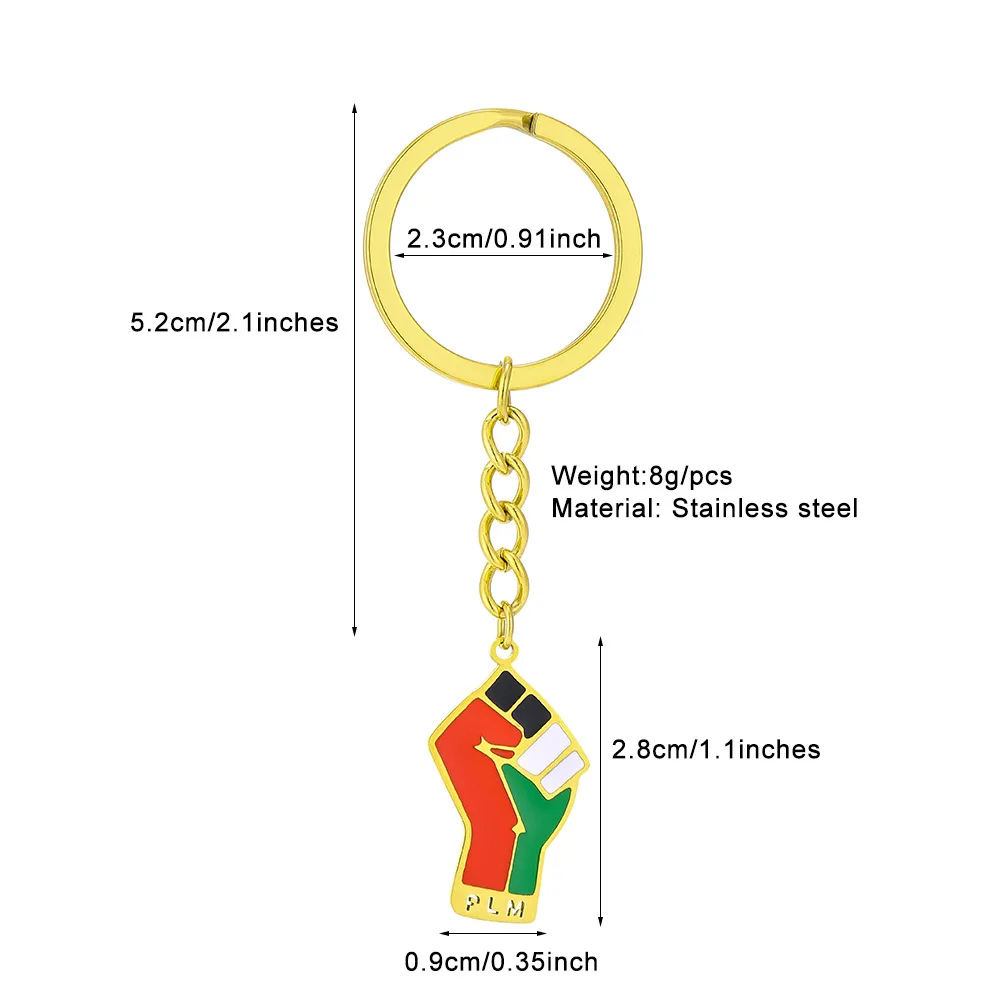 Palestine Fist Symbol Pendant Keychain Stainless Steel For Women Girl Gold Silver Color Charm Fashion Black Lives Matter Jewelry
