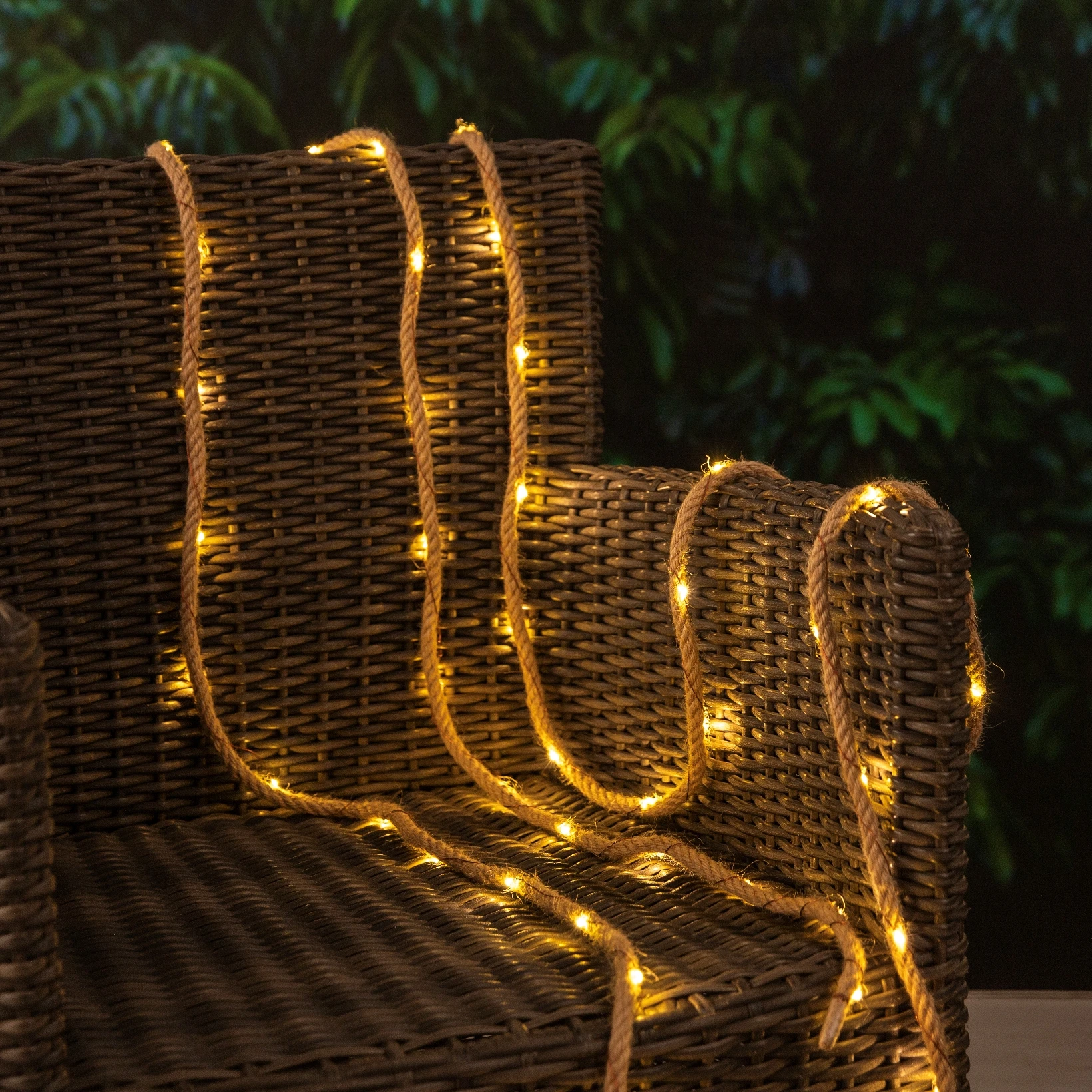 Solar Fairy String Lights Hemp Rope String Lights 55 LEDs hemp rope