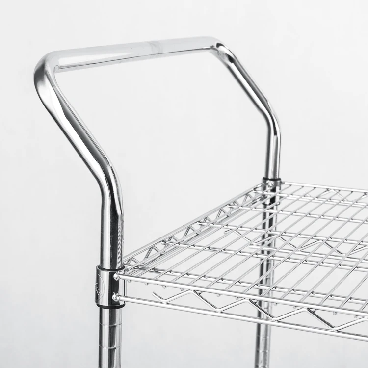 Kitchen Rack Restaurant Storage Rack Chrome Plated Wire Shelving with Wheels