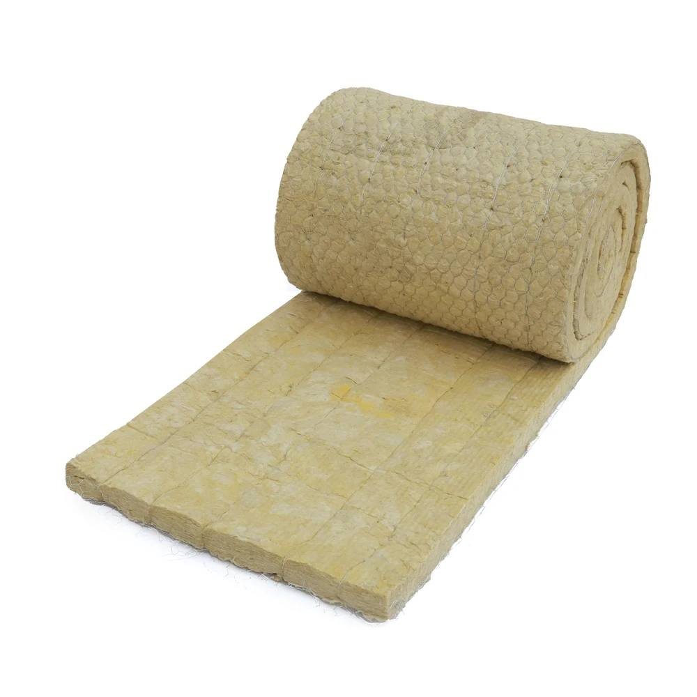 50 mm wire meshed stone wool roll supplier rock mineral wool felt soundproofing rock mineral wool blanket