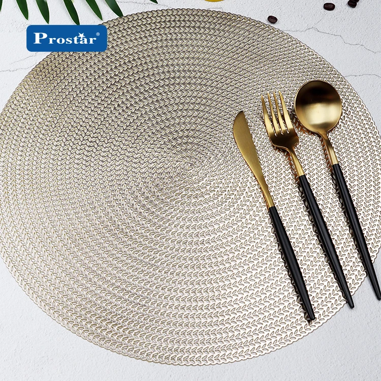 Luxury new design 2020 gold clean pvc lace placemat metallic plastic mat