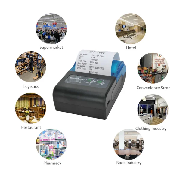 Mj5890 7.4V 1500Mah Rechargeable Battery Android Sdk Portable Handheld Mini imprimante Thermal Printer 58Mm