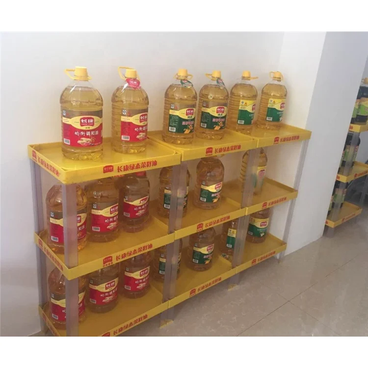 Retail Shop Multiple Tiers Custom Plastic Storage Shelves Display Racks Plastic Shelf with Advertising Board
