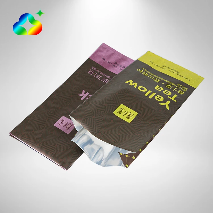 Custom Printed 3 Side Seal Bolsas Para De Cafe Flat Bottom Empty Coffee Bean Tea Packaging Bags For Loose Tea