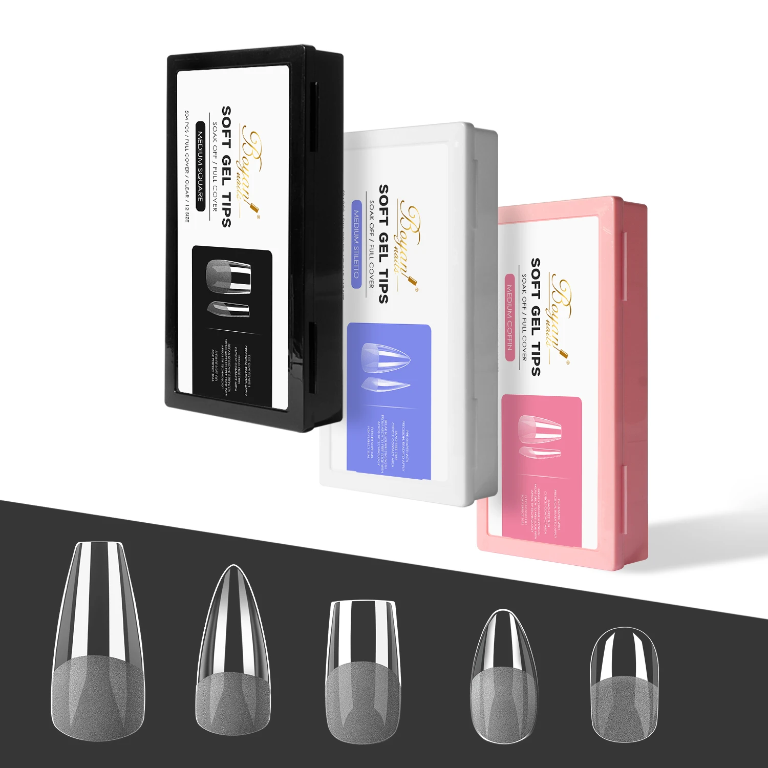 DEM ODM Nail Art Gel Short Full Cover Nails Coffin Almond Stiletto Soft Gel X Tips