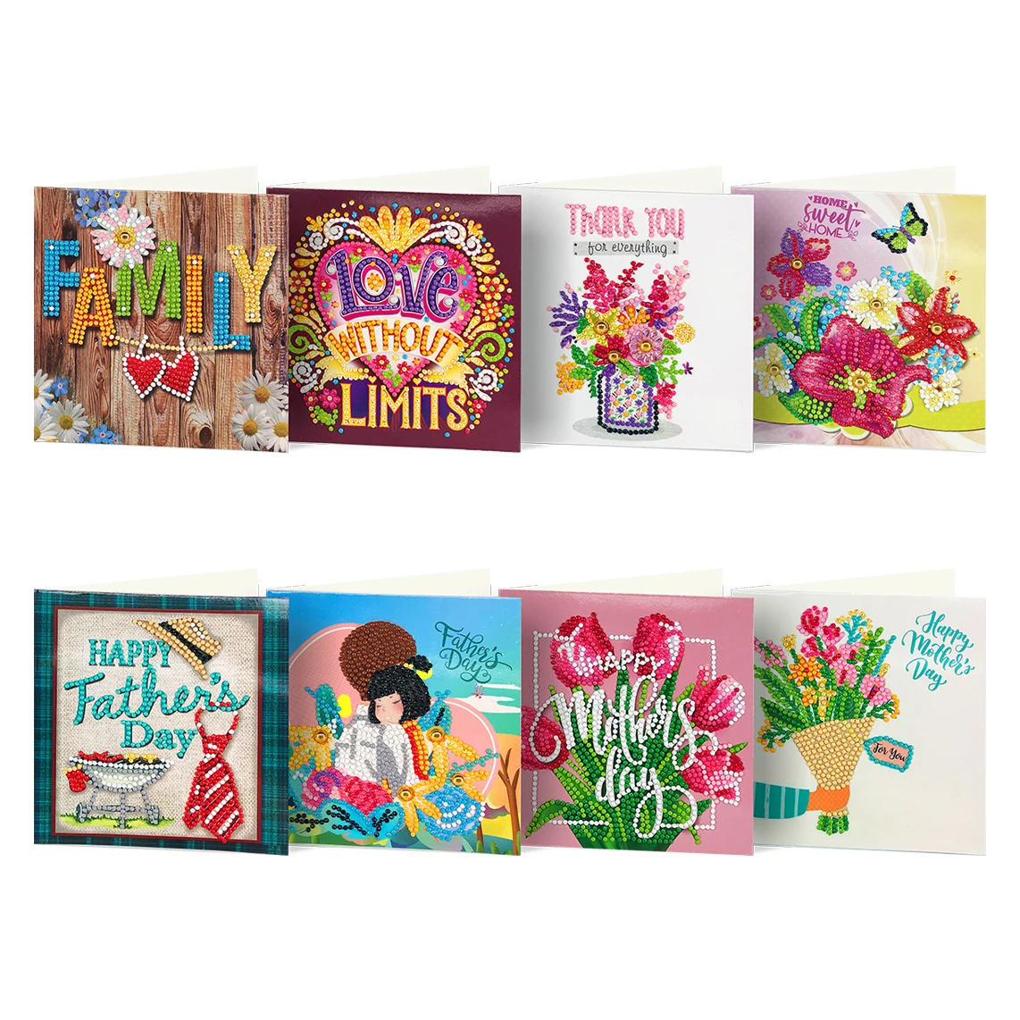 best selling 8pcs/set birthday greeting card diy diamond on paper diamond painting greeting card for birthday and daily