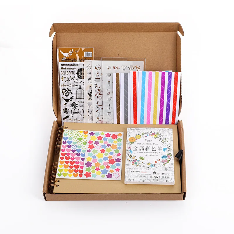 Joytop back to school 8x12 inch diy photo album paste type growth commemorative photo album gift box set