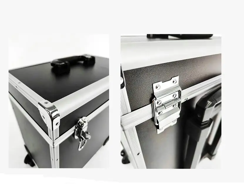 China Higher Quality Barber Case Put Logo Black Premium Aluminum Barber Briefcase Hot Sale Hairstylist Suitcase