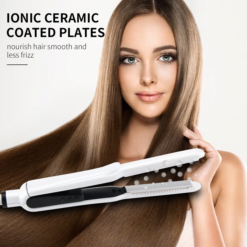 PRITECH 360 Swivel Hair Straightener Power Cord PTC Heating Super Fast Flat Iron Professional Titanium LED Electric White 30-35W