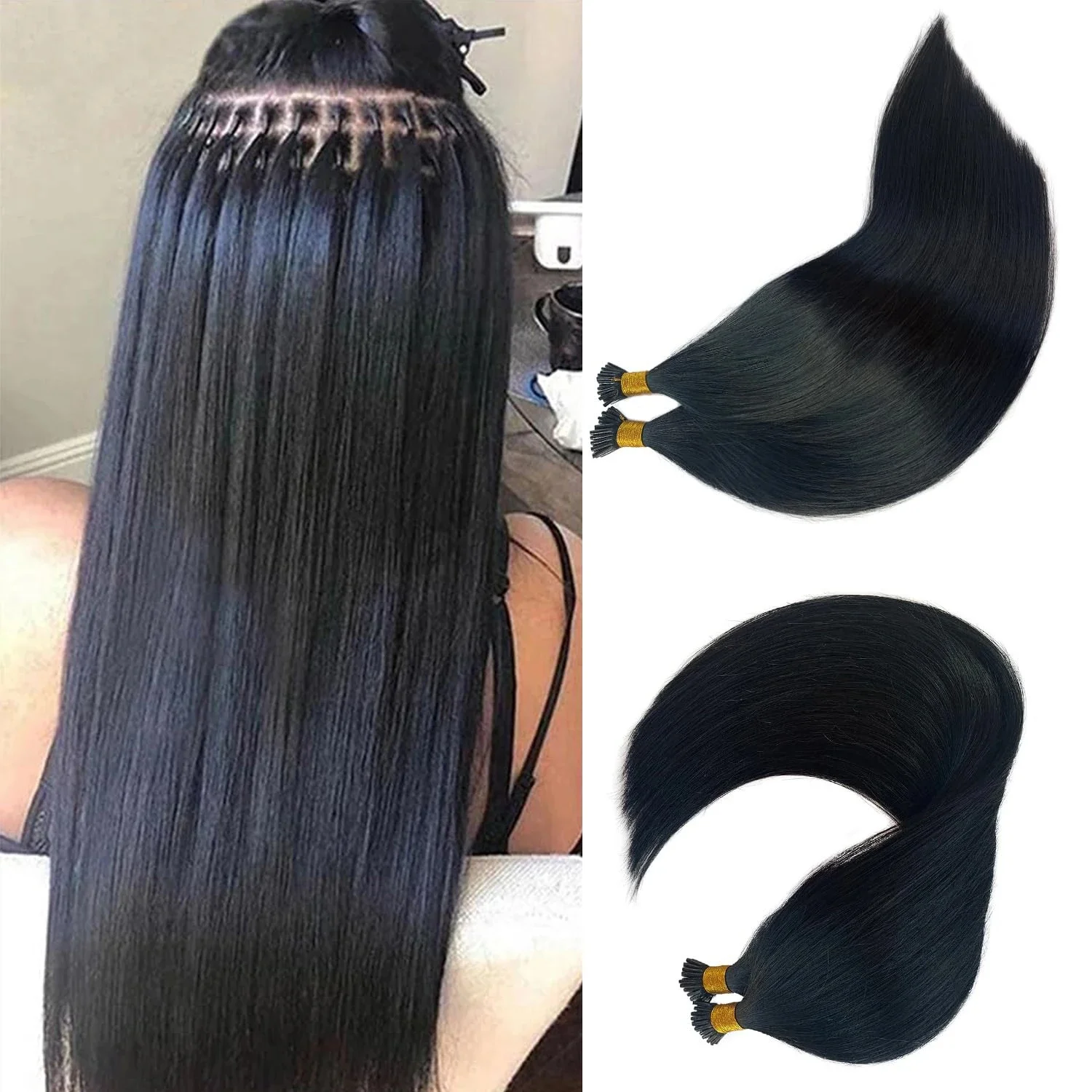 Straight I Tip Hair Extensions Natural Real Human Hair Extensions 50pcs/ Set Keratin Capsule Brown Blonde Color 12-26inch
