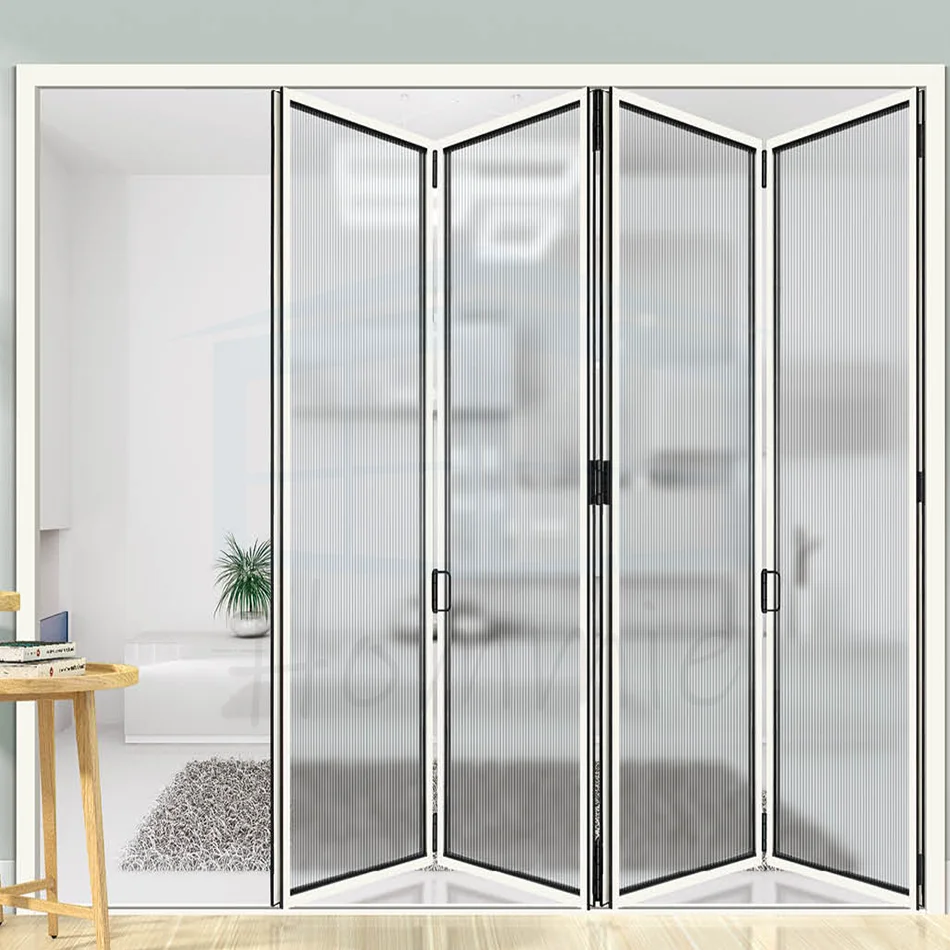 Foshan Factory Make Large Opening Insulated Soundproof Interior Aluminum Glass Bi Folding Narrow Bi Fold Doors