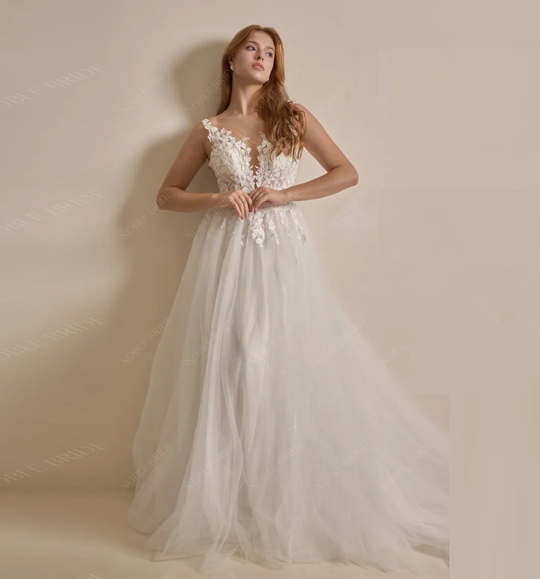 Chinese Factory Made Tulle Wedding Dresses Elegant A Line Gown For Bridal Wedding Wear